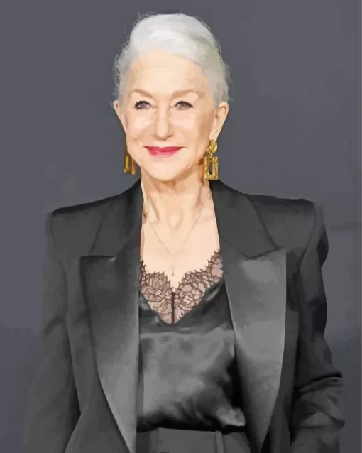 Helen Mirren Wearing Black Diamond Painting