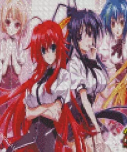 High School DxD Anime Girls Diamond With Numbers