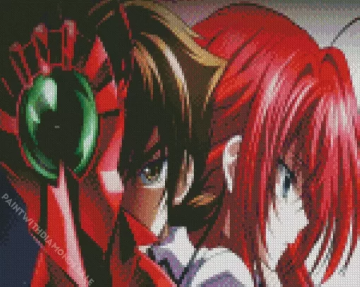 Issei Hyoudou And Rias Gremory Diamond With Numbers