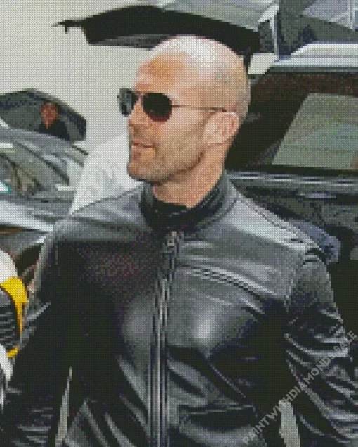 Jason Statham Wearing Black Diamond Painting