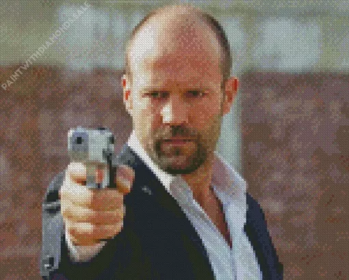 Jason Statham With Gun Diamond Painting