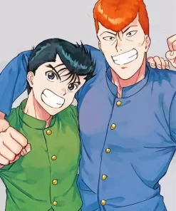 Kazuma Kuwabara With Yusuke Urameshi Diamond With Numbers