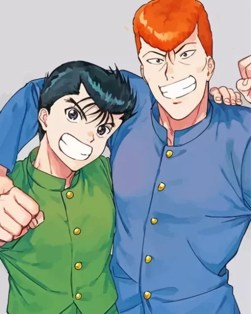 Kazuma Kuwabara With Yusuke Urameshi Diamond With Numbers