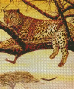 Leopard On A Tree Diamond Painting