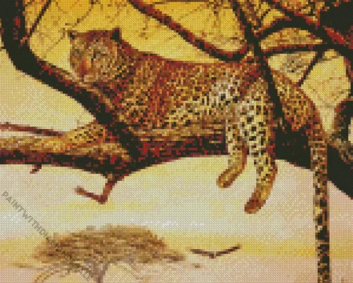 Leopard On A Tree Diamond Painting