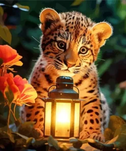 Leopard With Lantern Diamond Painting