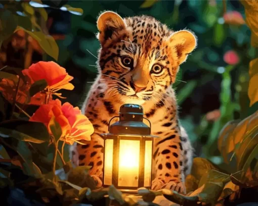 Leopard With Lantern Diamond Painting