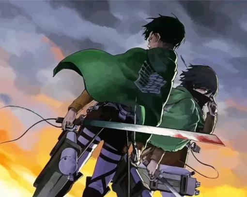 Levi And Mikasa Attack On Titan Diamond Paints