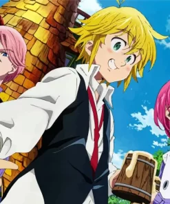 Meliodas With Gowther And Gilthunder Diamond With Numbers