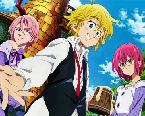 Meliodas With Gowther And Gilthunder Diamond With Numbers