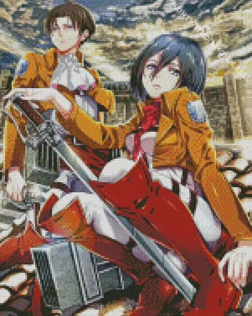 Mikasa And Levi Diamond With Numbers