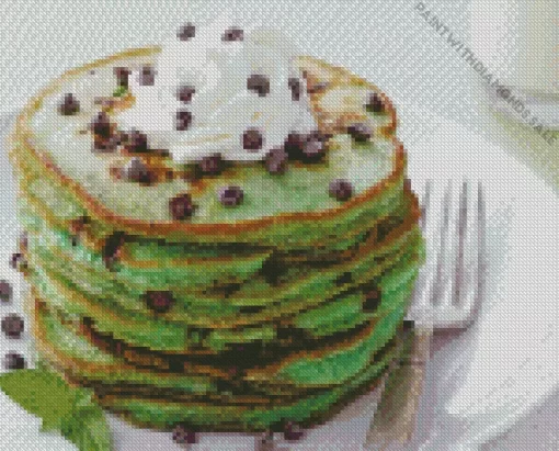 Mint Chocolate Chip Pancakes Diamond Painting