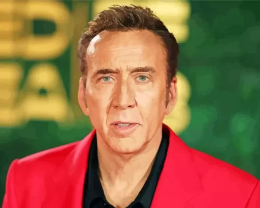 Nicolas Cage Wearing Red Diamond Painting