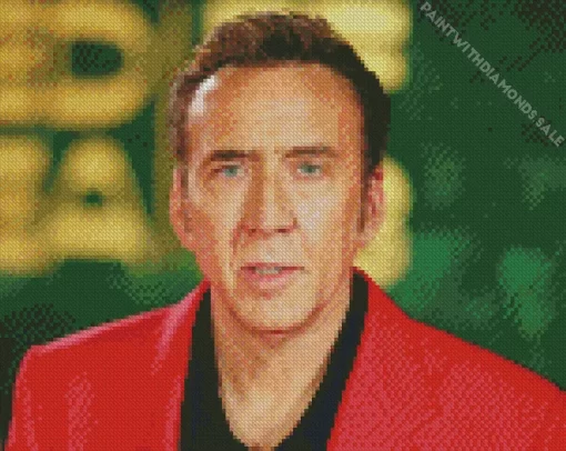 Nicolas Cage Wearing Red Diamond Painting