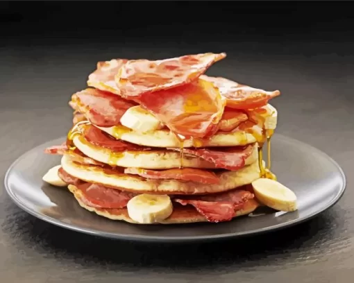 Pancake Stack With Bacon Diamond Painting