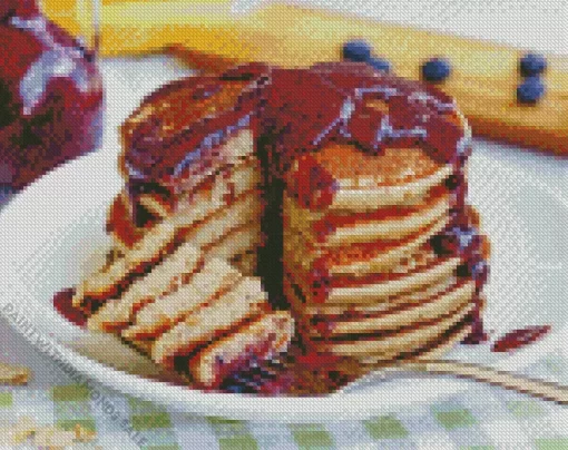 Pancakes With Blueberry Diamond Painting