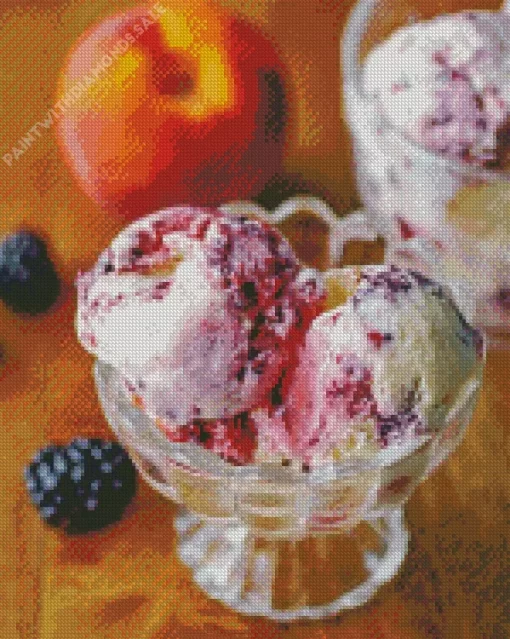 Peach And Blackberry Ice Cream Diamond Painting