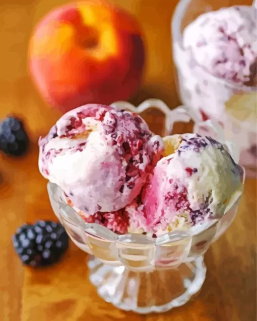 Peach And Blackberry Ice Cream Diamond Painting