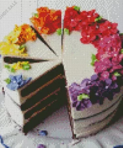 Rainbow Flower Cake Diamond Painting