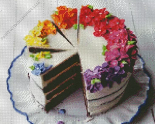 Rainbow Flower Cake Diamond Painting