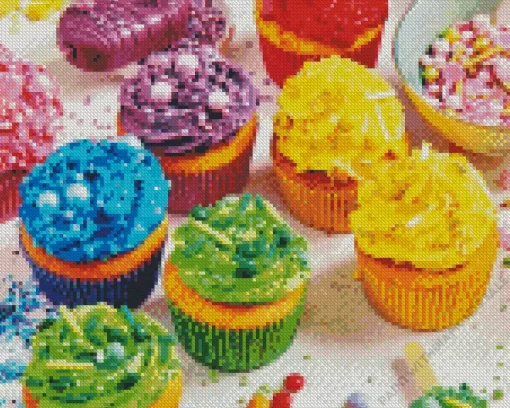 Rainbow Cupcakes With Sprinkles Diamond Painting