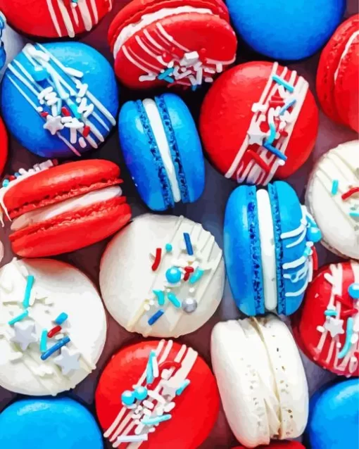 Red White And Blue Macarons Diamond Painting