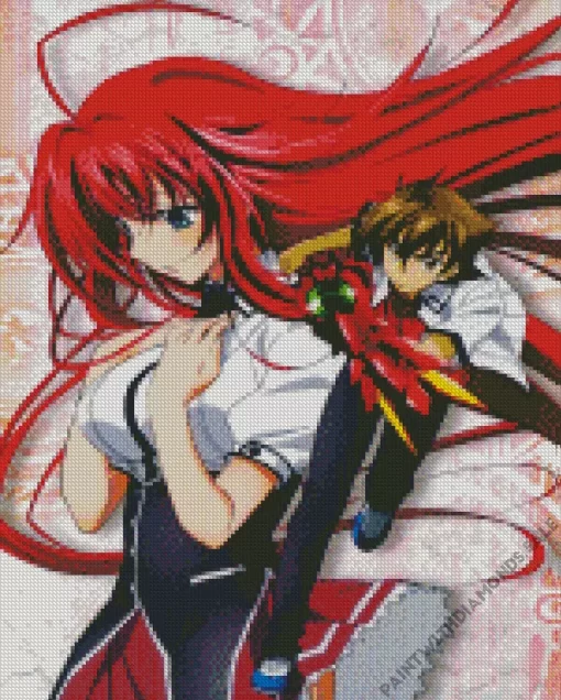 Rias Gremory And Issei Hyoudou Diamond With Numbers