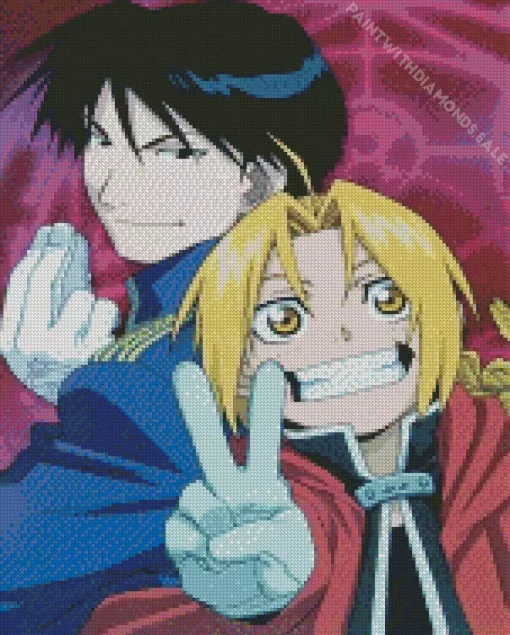 Roy Mustang And Edward Elric Diamond With Numbers