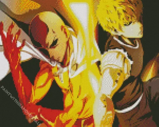 Saitama And Genos One Punch Man Diamond With Numbers