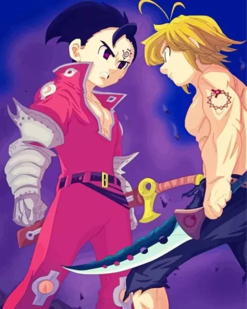 Zeldris And Meliodas Diamond With Numbers