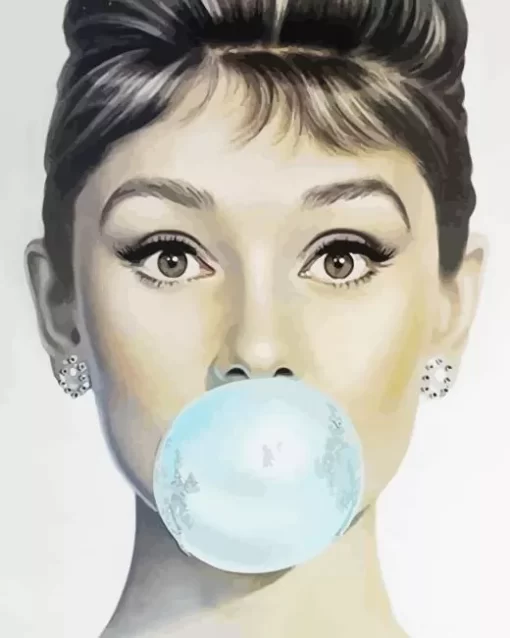 Audrey Hepburn Blowing Bubblegum Diamond Painting