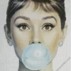 Audrey Hepburn Blowing Bubblegum Diamond Painting