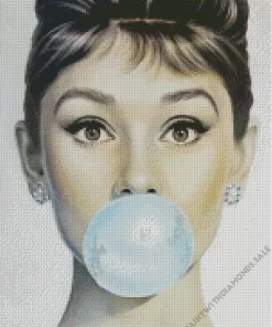 Audrey Hepburn Blowing Bubblegum Diamond Painting