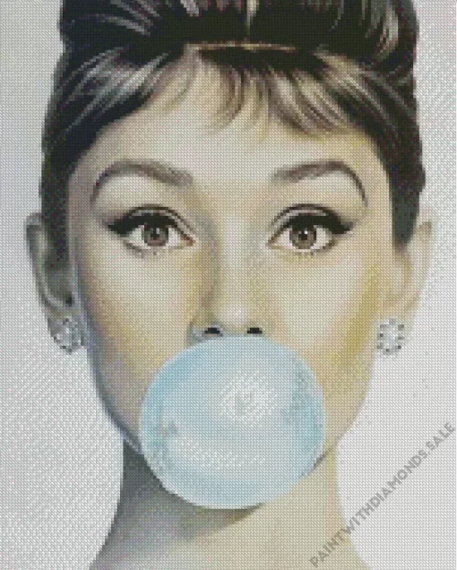 Audrey Hepburn Blowing Bubblegum Diamond Painting