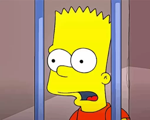 Bart Looking Shocked In A Jail Cell Diamond Painting