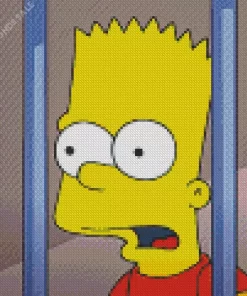 Bart Looking Shocked In A Jail Cell Diamond Painting