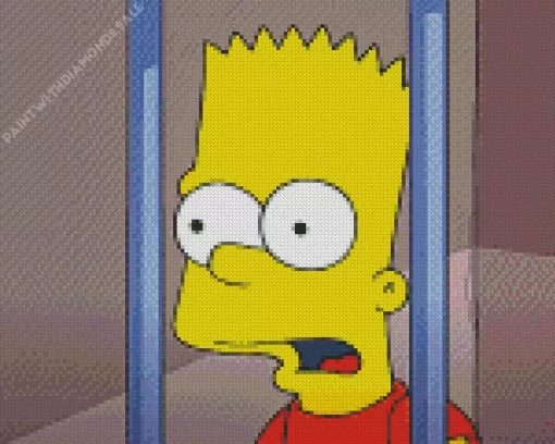 Bart Looking Shocked In A Jail Cell Diamond Painting