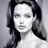 Black And White Angelina Jolie Diamond Painting