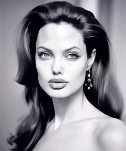 Black And White Angelina Jolie Diamond Painting