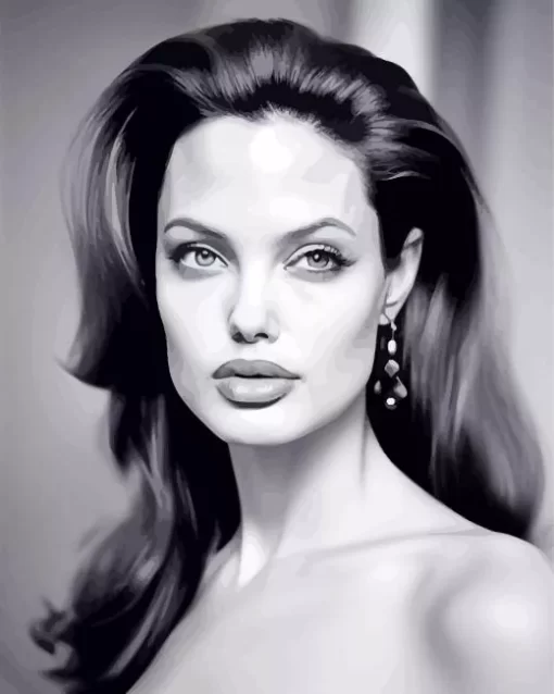 Black And White Angelina Jolie Diamond Painting