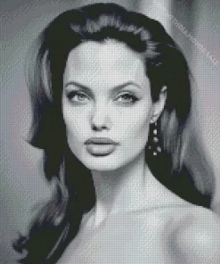 Black And White Angelina Jolie Diamond Painting