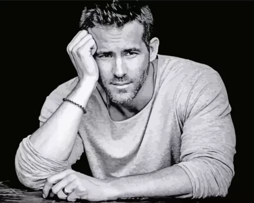 Black And White Ryan Reynolds Diamond Painting