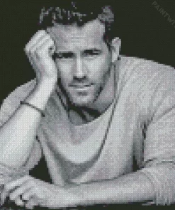 Black And White Ryan Reynolds Diamond Painting