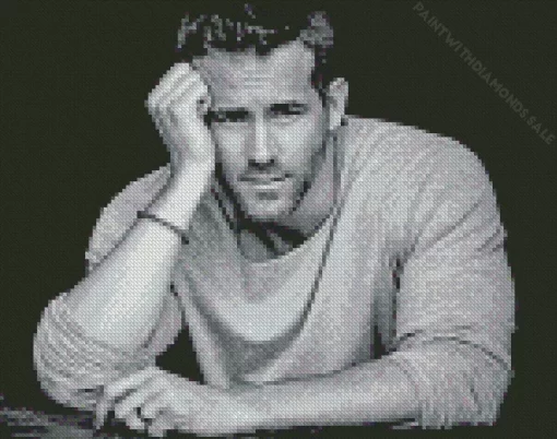 Black And White Ryan Reynolds Diamond Painting