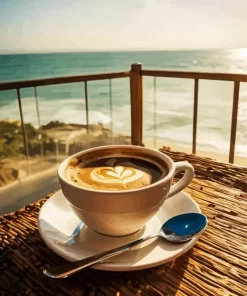 Coffee Seaside View Diamond Painting