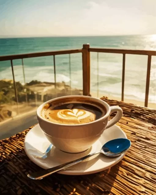 Coffee Seaside View Diamond Painting