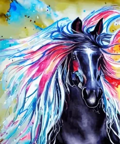 Colorful Friesian Horse Diamond Painting