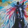 Colorful Friesian Horse Diamond Painting