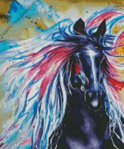 Colorful Friesian Horse Diamond Painting