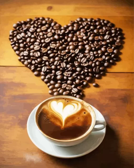 Cup Of Coffee Heart Shape Diamond Painting